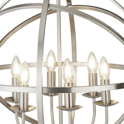 Hanglamp Orbit 6Lt Satin Silver Metal by Searchlight