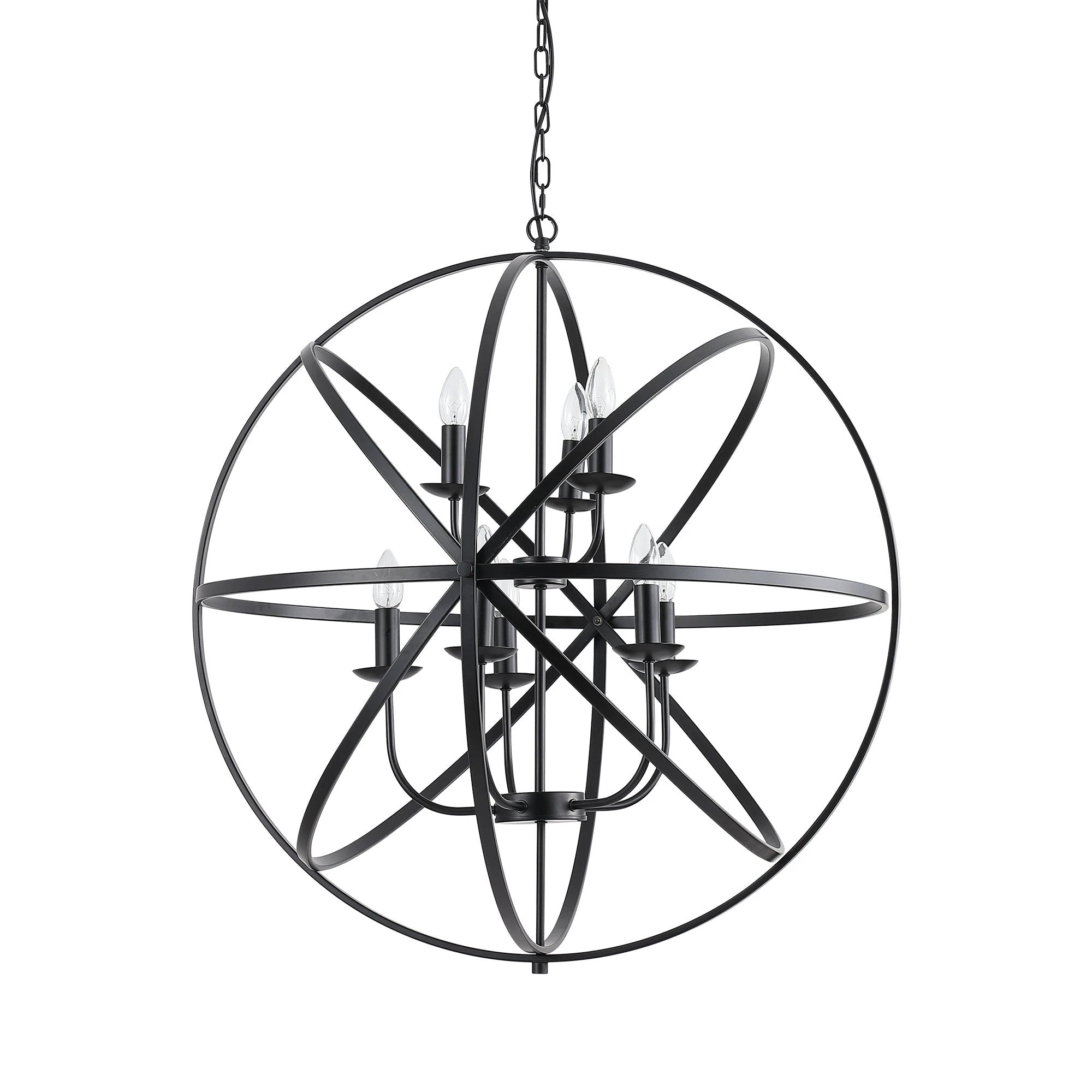 Hanglamp Orbit 8Lt Matt Black Metal by Searchlight