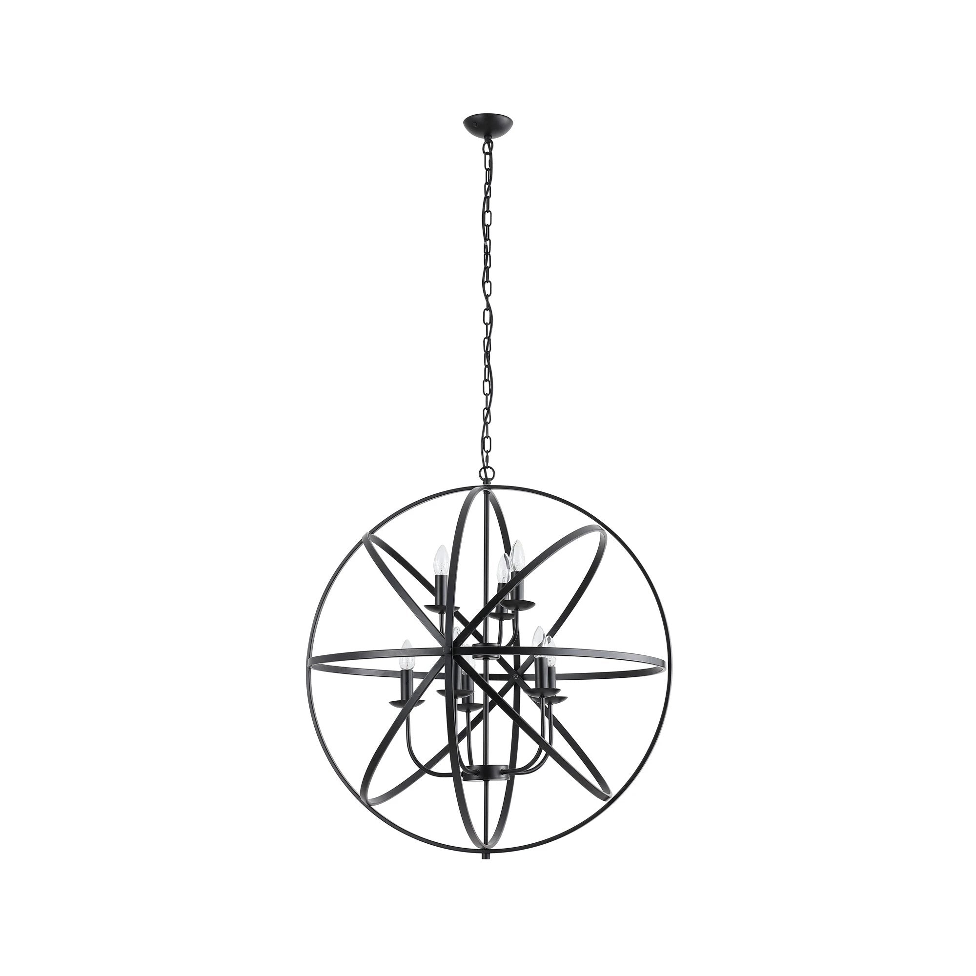 Hanglamp Orbit 8Lt Matt Black Metal by Searchlight