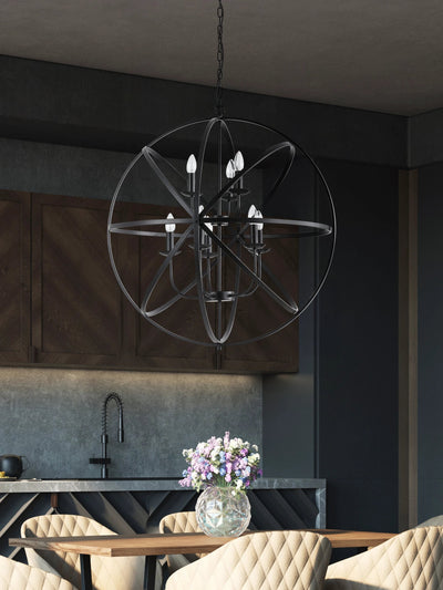 Hanglamp Orbit 8Lt Matt Black Metal by Searchlight