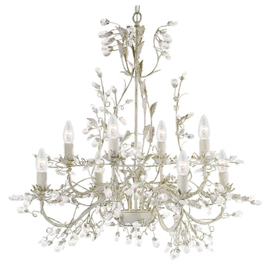 Kroonluchter Alamandite 8Lt Cream & Gold Metal & Glass Drops by Searchlight