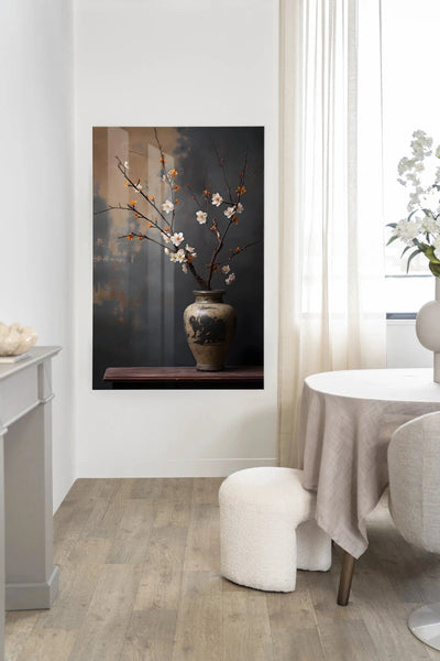 Dark Blossom Vase - Moderne Wanddecoratie | Artprint, Glass Art & Wandkleed by Urban Cotton