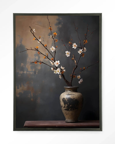 Dark Blossom Vase - Moderne Wanddecoratie | Artprint, Glass Art & Wandkleed by Urban Cotton