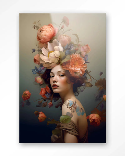 Vintage Flower Girl - Moderne Wanddecoratie | Artprint, Glass Art & Wandkleed by Urban Cotton