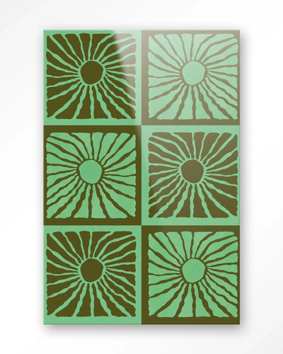 Suns In Green - Moderne Wanddecoratie | Artprint, Glass Art & Wandkleed by Urban Cotton