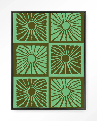 Suns In Green - Moderne Wanddecoratie | Artprint, Glass Art & Wandkleed by Urban Cotton