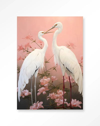 Pink Love Birds - Moderne Wanddecoratie | Artprint, Glass Art & Wandkleed by Urban Cotton