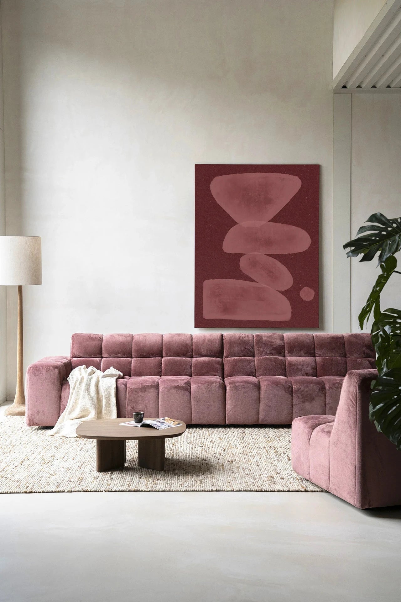 Elementa Burgundy 1 - Moderne Wanddecoratie | Artprint, Glass Art, Wandkleed by Urban Cotton