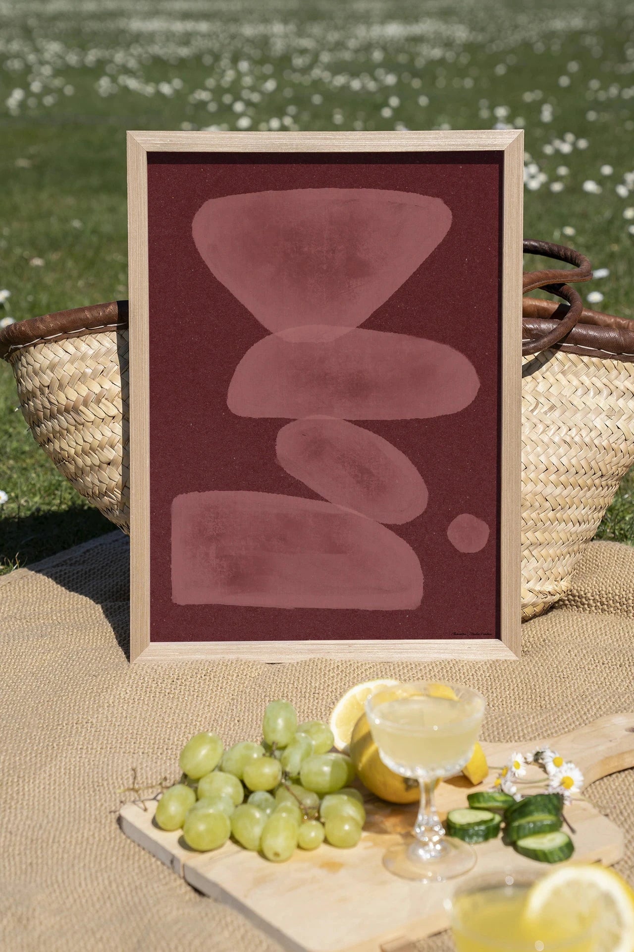 Elementa Burgundy 1 - Moderne Wanddecoratie | Artprint, Glass Art, Wandkleed by Urban Cotton