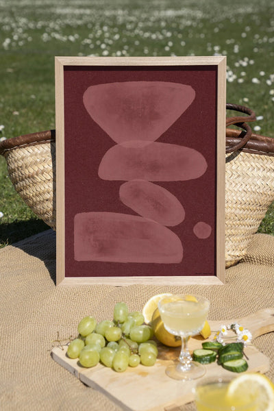 Elementa Burgundy 1 - Moderne Wanddecoratie | Artprint, Glass Art, Wandkleed by Urban Cotton