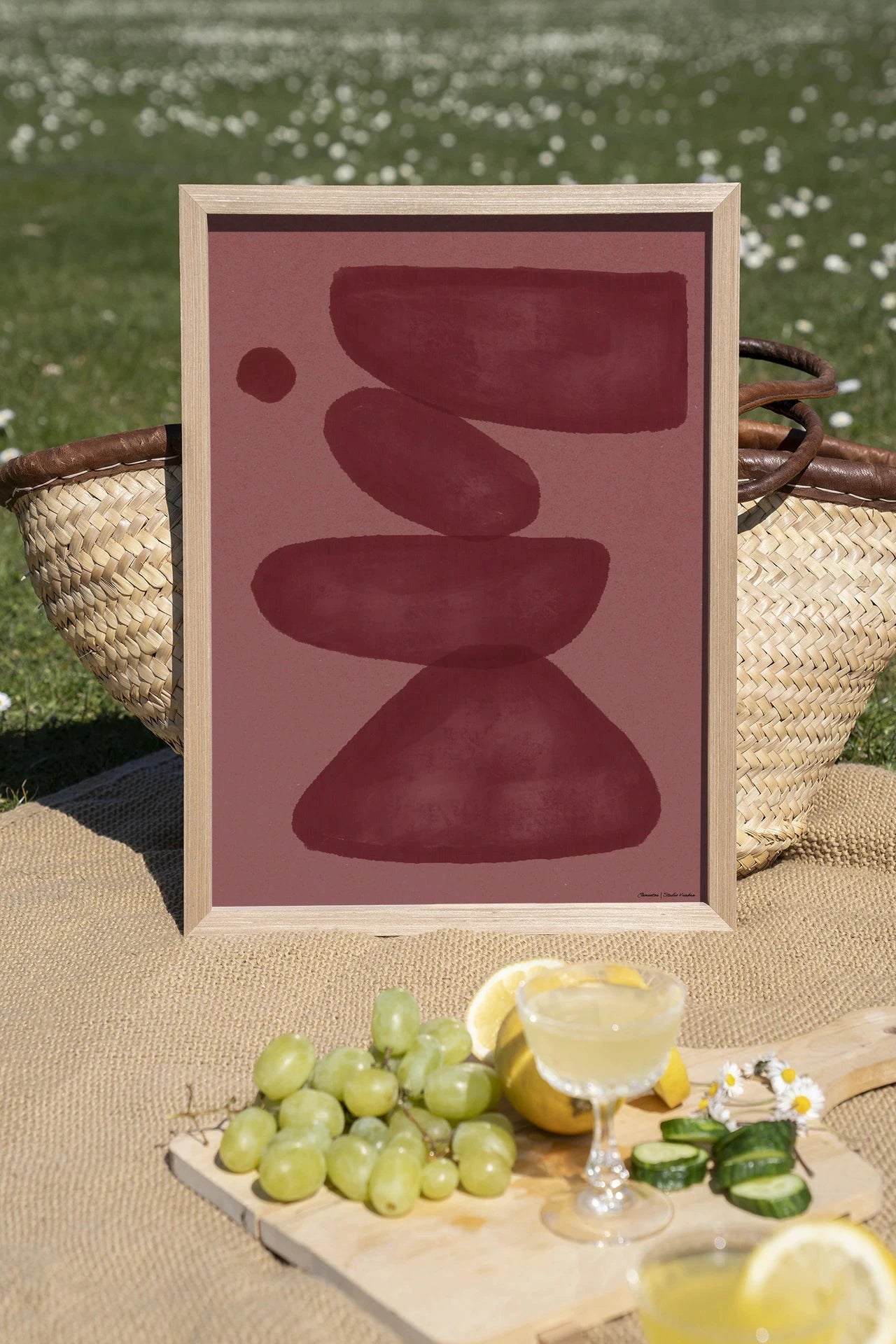 Elementa Burgundy 2 - Moderne Wanddecoratie | Artprint, Glass Art, Wandkleed by Urban Cotton