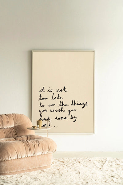 Not Too Late - Moderne Wanddecoratie | Artprint, Glass Art, Wandkleed by Urban Cotton