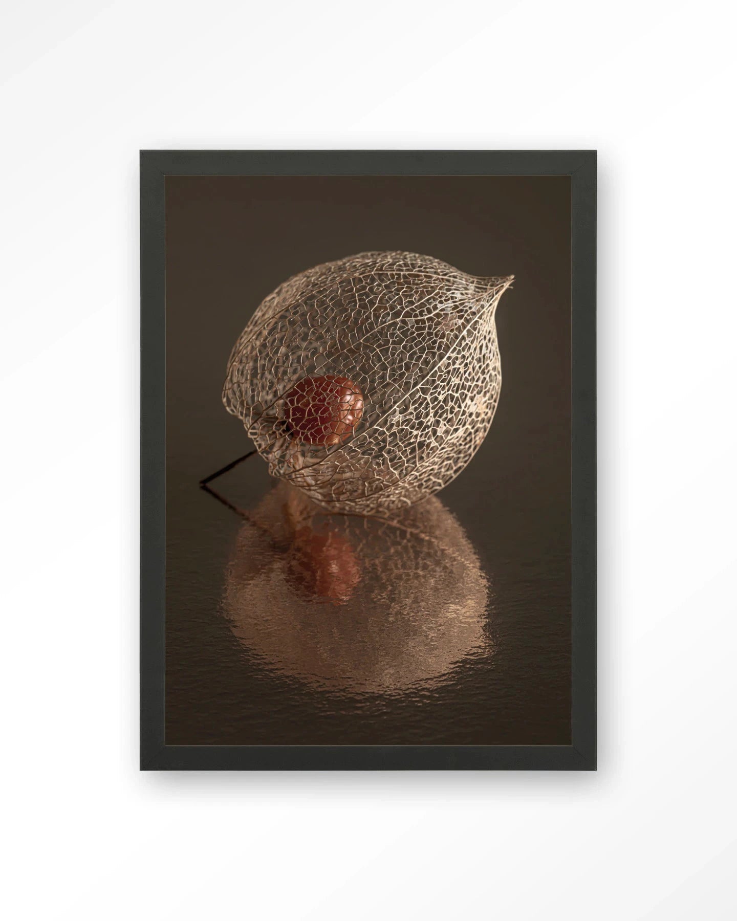 De Reflectie Van Vergankelijkheid In Bruintinten - Moderne Wanddecoratie | Artprint, Glass Art, Wandkleed by Urban Cotton