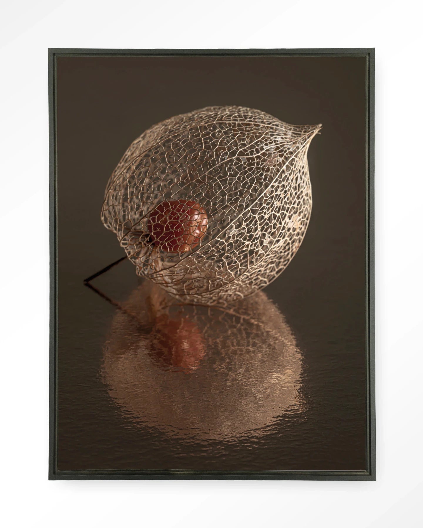 De Reflectie Van Vergankelijkheid In Bruintinten - Moderne Wanddecoratie | Artprint, Glass Art, Wandkleed by Urban Cotton