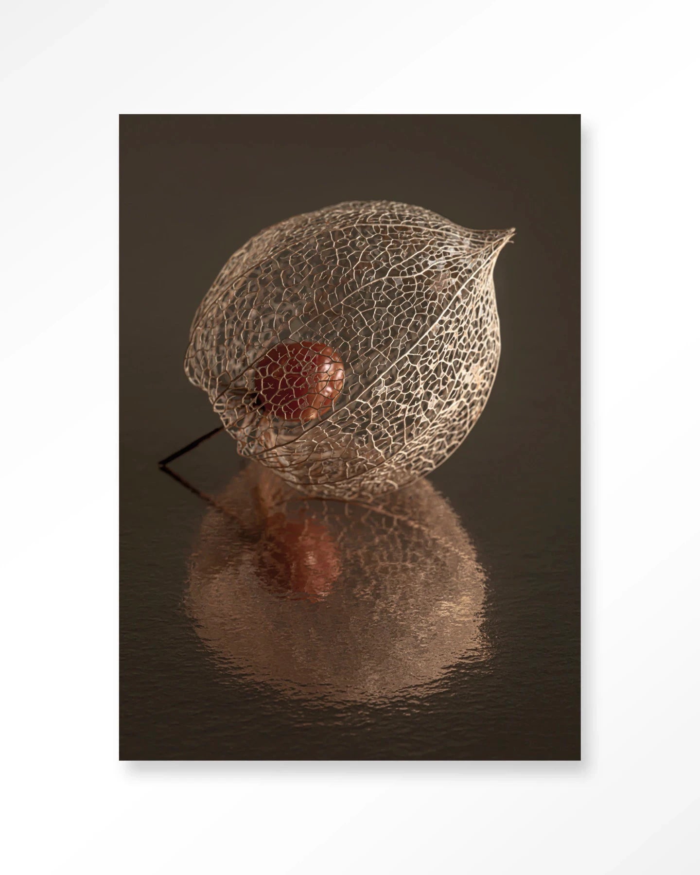 De Reflectie Van Vergankelijkheid In Bruintinten - Moderne Wanddecoratie | Artprint, Glass Art, Wandkleed by Urban Cotton