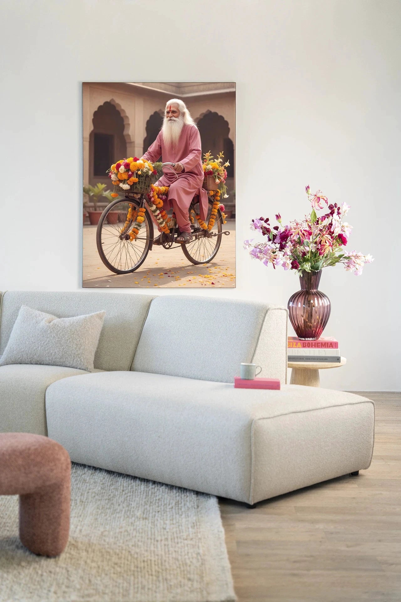Flower Bike - Moderne Wanddecoratie | Artprint, Glass Art, Wandkleed by Urban Cotton