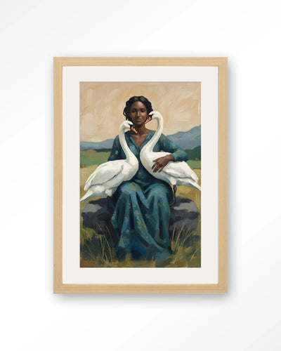 Swan Mother - Moderne Wanddecoratie | Artprint, Glass Art, Wandkleed by Urban Cotton