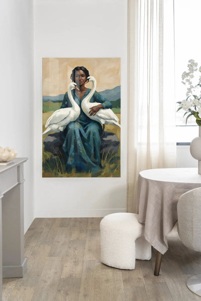 Swan Mother - Moderne Wanddecoratie | Artprint, Glass Art, Wandkleed by Urban Cotton