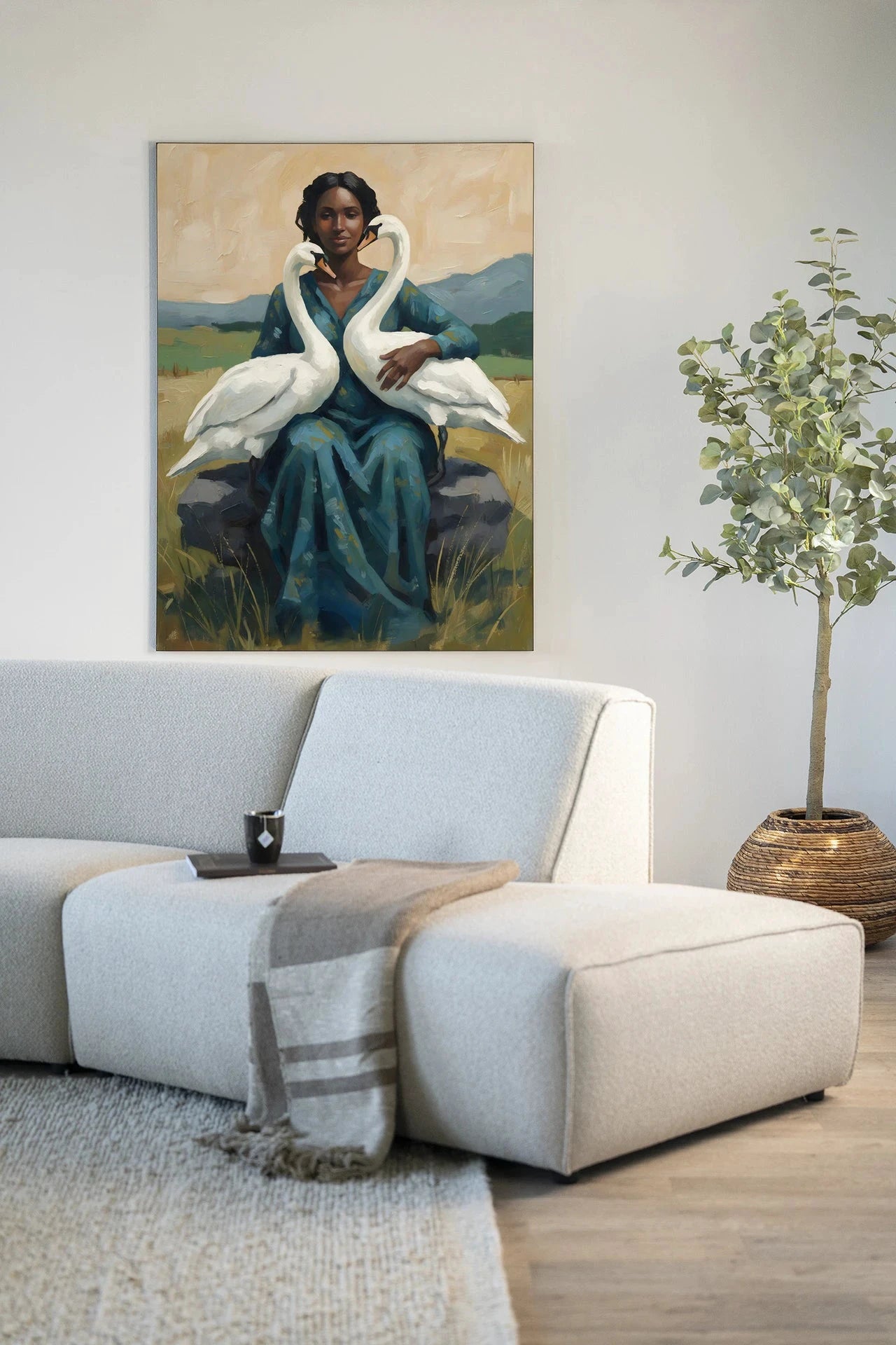 Swan Mother - Moderne Wanddecoratie | Artprint, Glass Art, Wandkleed by Urban Cotton