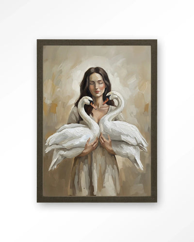 Swan Children - Moderne Wanddecoratie | Artprint, Glass Art, Wandkleed by Urban Cotton