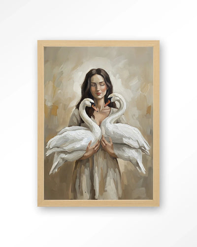 Swan Children - Moderne Wanddecoratie | Artprint, Glass Art, Wandkleed by Urban Cotton