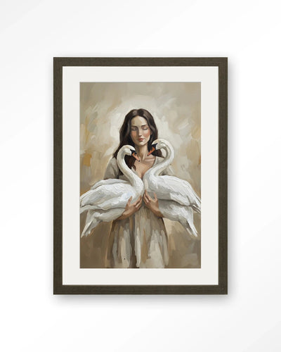 Swan Children - Moderne Wanddecoratie | Artprint, Glass Art, Wandkleed by Urban Cotton