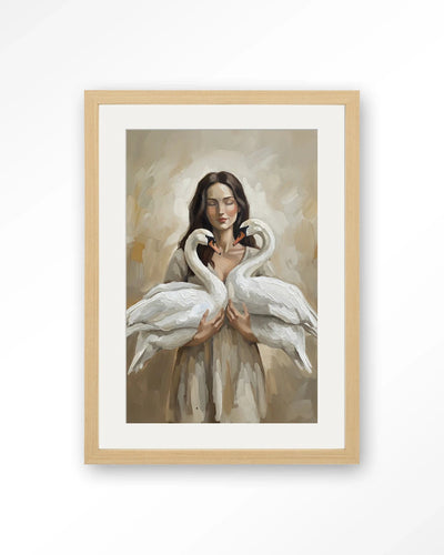 Swan Children - Moderne Wanddecoratie | Artprint, Glass Art, Wandkleed by Urban Cotton