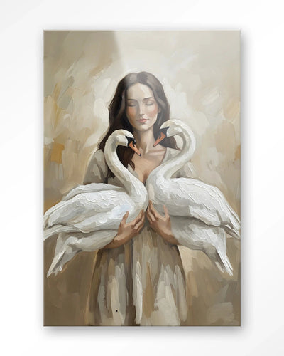 Swan Children - Moderne Wanddecoratie | Artprint, Glass Art, Wandkleed by Urban Cotton