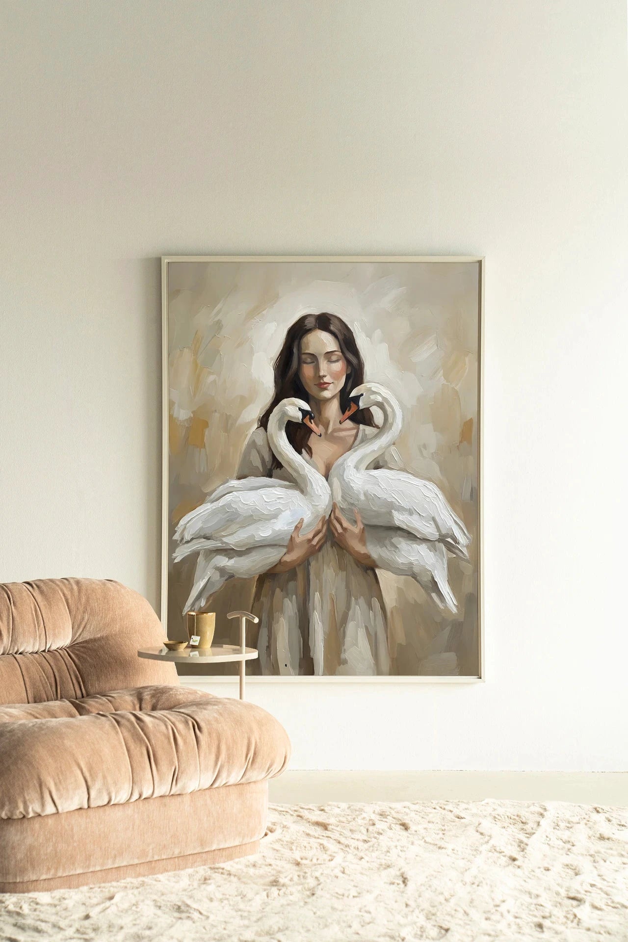 Swan Children - Moderne Wanddecoratie | Artprint, Glass Art, Wandkleed by Urban Cotton