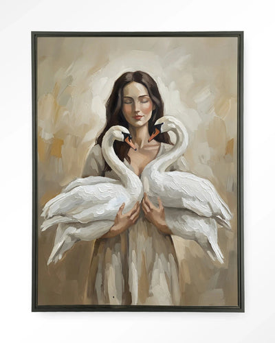 Swan Children - Moderne Wanddecoratie | Artprint, Glass Art, Wandkleed by Urban Cotton
