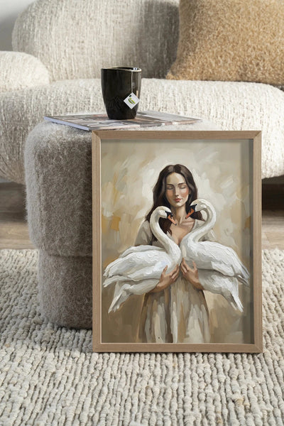 Swan Children - Moderne Wanddecoratie | Artprint, Glass Art, Wandkleed by Urban Cotton