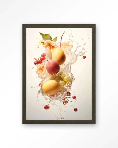 Peachy Fruit Explosion - Moderne Wanddecoratie | Artprint, Glass Art, Wandkleed by Urban Cotton