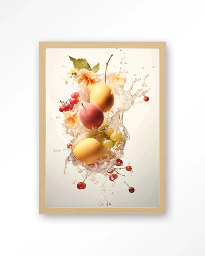 Peachy Fruit Explosion - Moderne Wanddecoratie | Artprint, Glass Art, Wandkleed by Urban Cotton