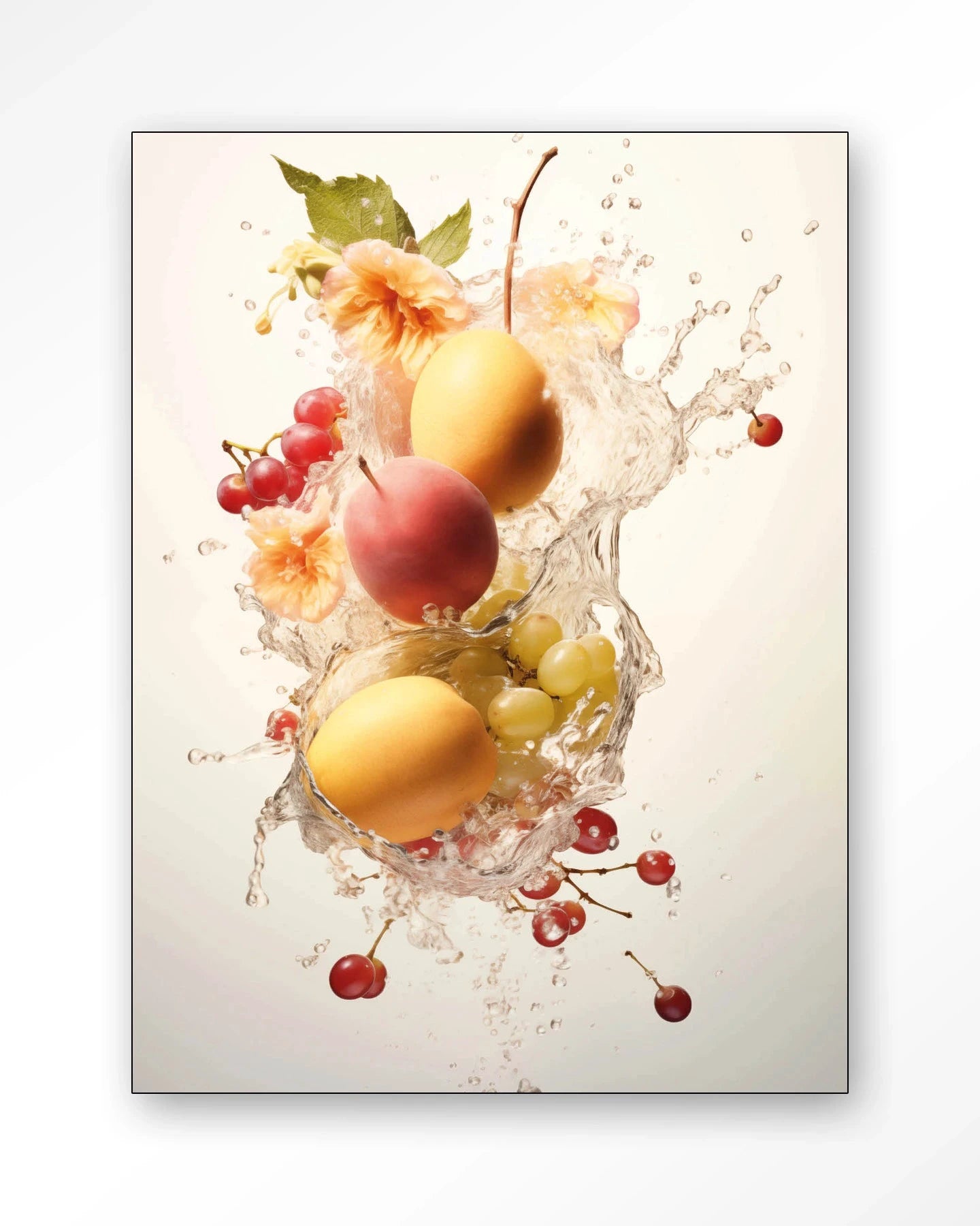 Peachy Fruit Explosion - Moderne Wanddecoratie | Artprint, Glass Art, Wandkleed by Urban Cotton