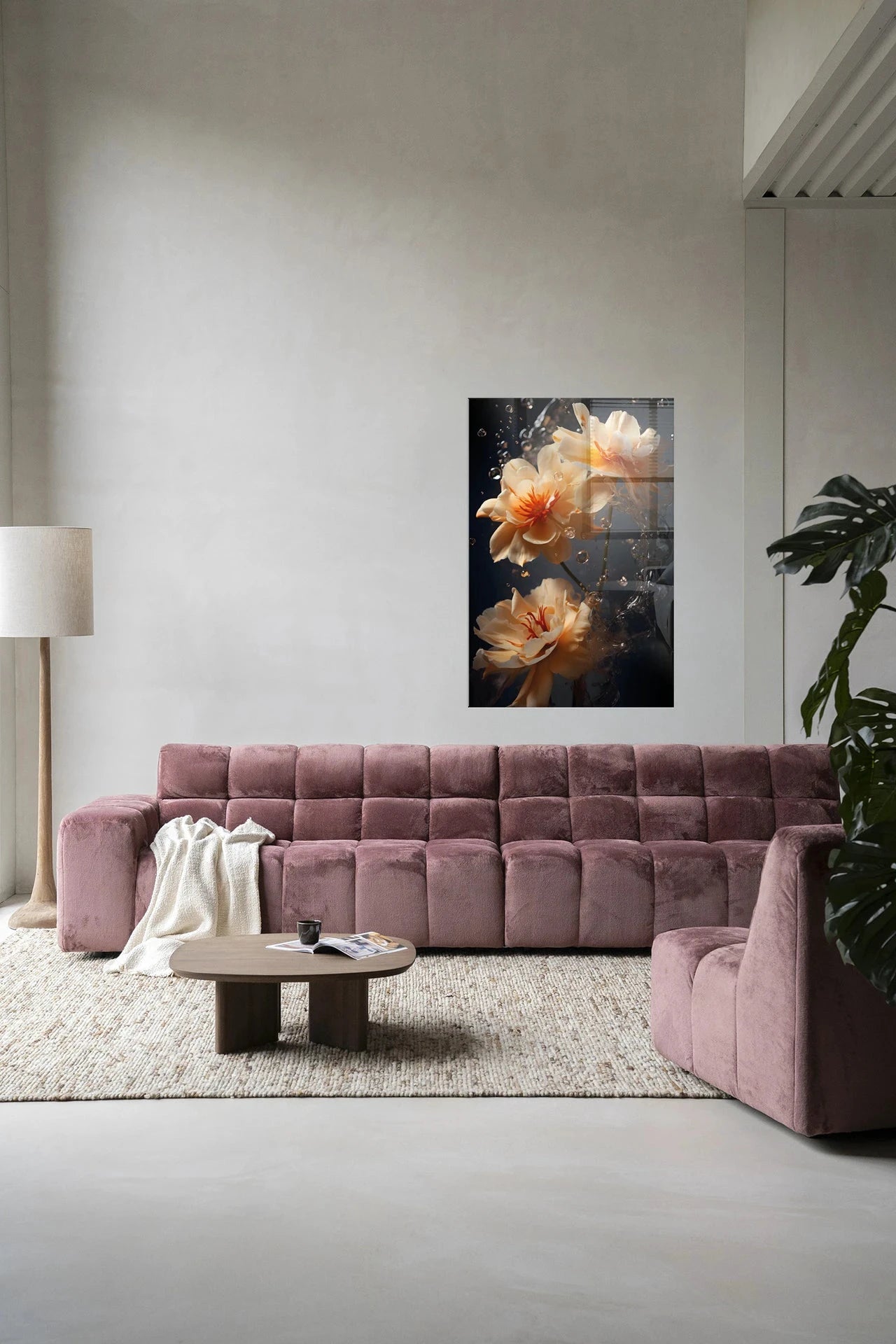 Waterflower Dark - Moderne Wanddecoratie | Artprint, Glass Art, Wandkleed by Urban Cotton