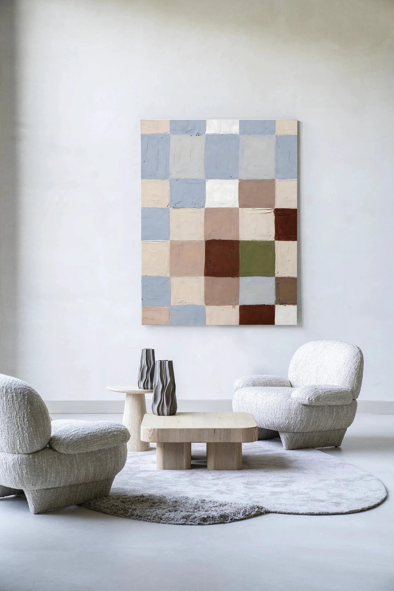 Blue Blocks - Moderne Wanddecoratie | Artprint, Glass Art, Wandkleed by Urban Cotton