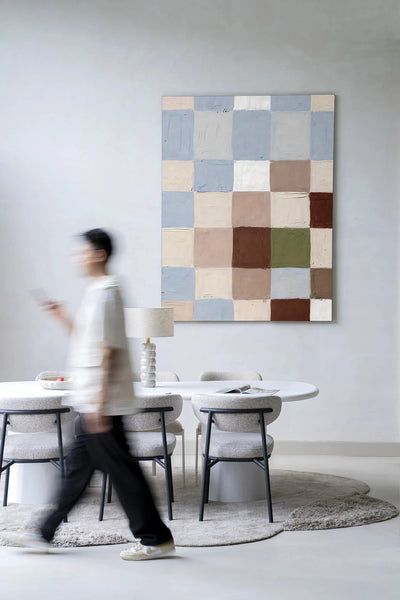 Blue Blocks - Moderne Wanddecoratie | Artprint, Glass Art, Wandkleed by Urban Cotton