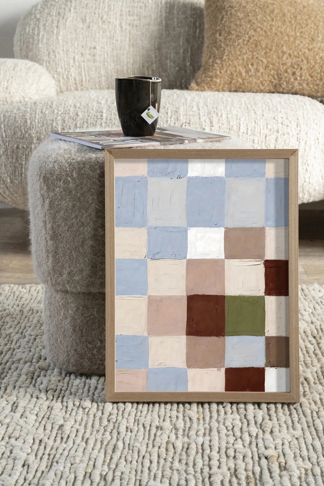 Blue Blocks - Moderne Wanddecoratie | Artprint, Glass Art, Wandkleed by Urban Cotton