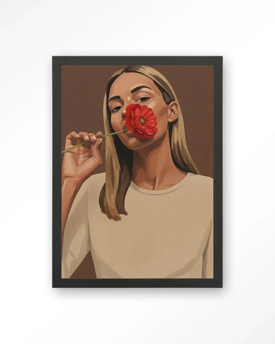 Red Poppy Girl - Moderne Wanddecoratie | Artprint, Glass Art, Wandkleed by Urban Cotton