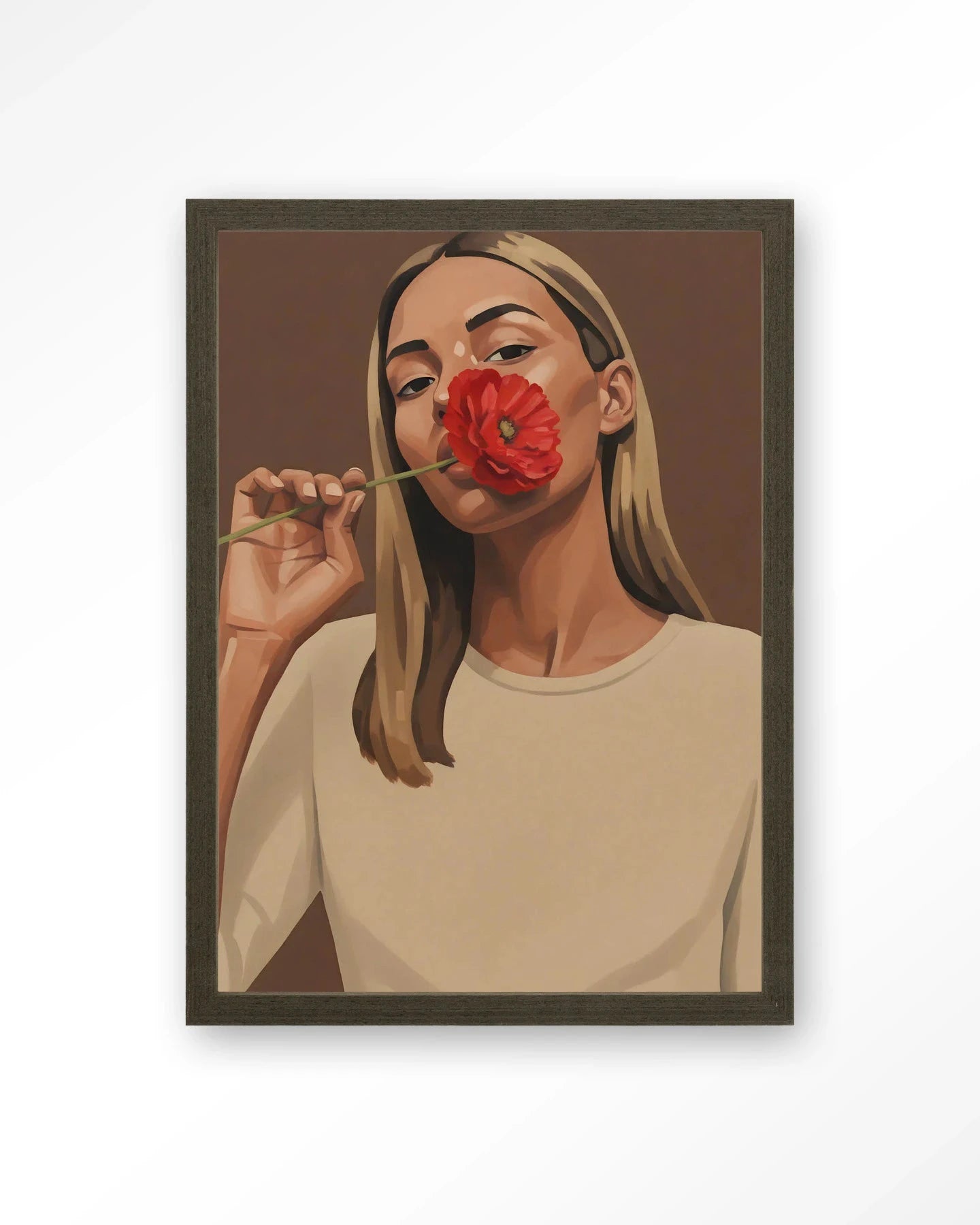 Red Poppy Girl - Moderne Wanddecoratie | Artprint, Glass Art, Wandkleed by Urban Cotton