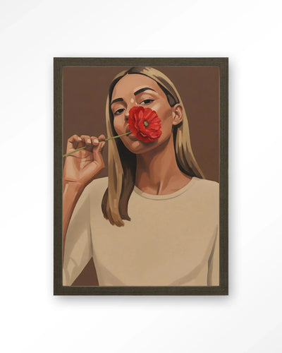 Red Poppy Girl - Moderne Wanddecoratie | Artprint, Glass Art, Wandkleed by Urban Cotton