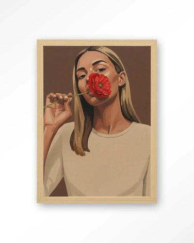 Red Poppy Girl - Moderne Wanddecoratie | Artprint, Glass Art, Wandkleed by Urban Cotton