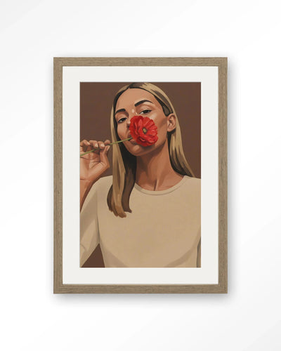 Red Poppy Girl - Moderne Wanddecoratie | Artprint, Glass Art, Wandkleed by Urban Cotton