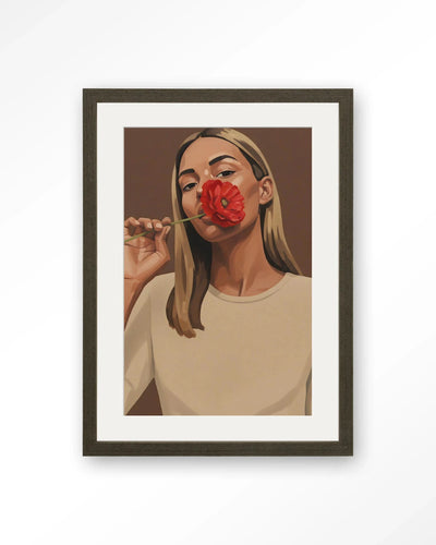 Red Poppy Girl - Moderne Wanddecoratie | Artprint, Glass Art, Wandkleed by Urban Cotton