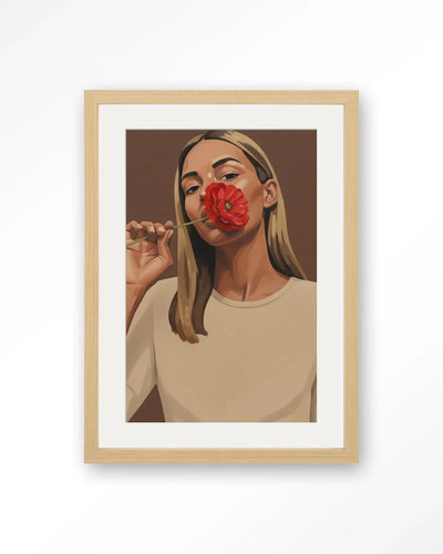 Red Poppy Girl - Moderne Wanddecoratie | Artprint, Glass Art, Wandkleed by Urban Cotton