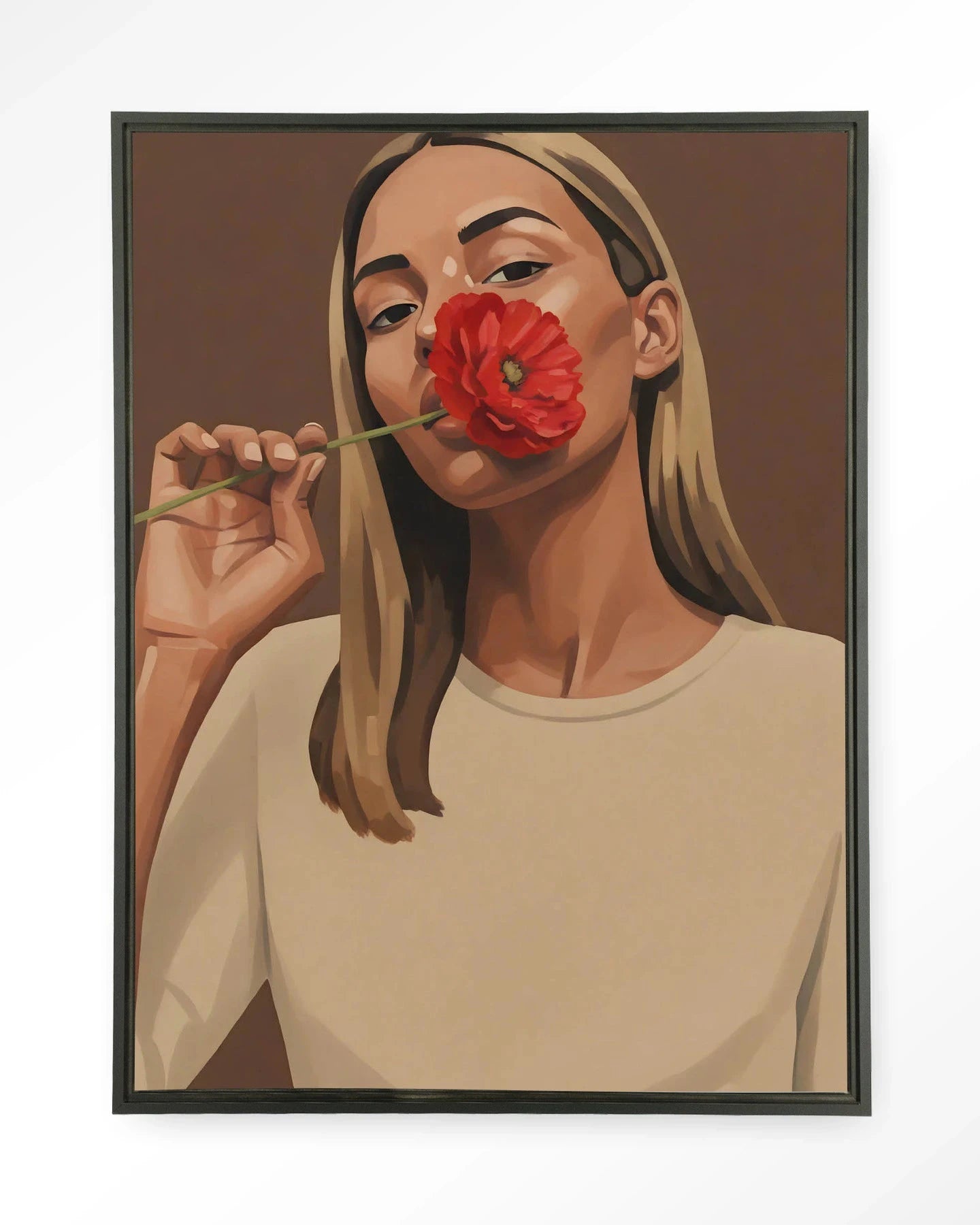 Red Poppy Girl - Moderne Wanddecoratie | Artprint, Glass Art, Wandkleed by Urban Cotton