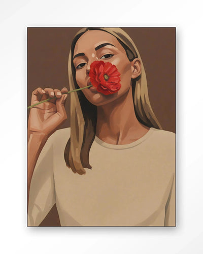 Red Poppy Girl - Moderne Wanddecoratie | Artprint, Glass Art, Wandkleed by Urban Cotton