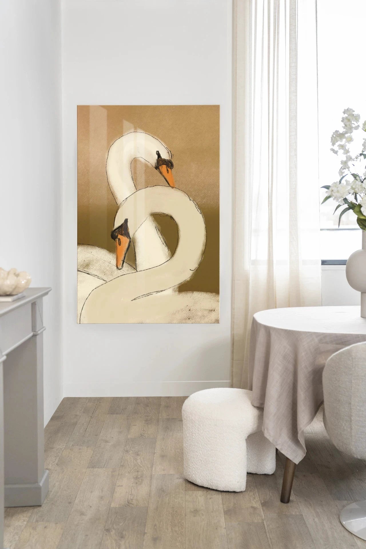 Swan Lake Green - Moderne Wanddecoratie | Artprint, Glass Art, Wandkleed by Urban Cotton