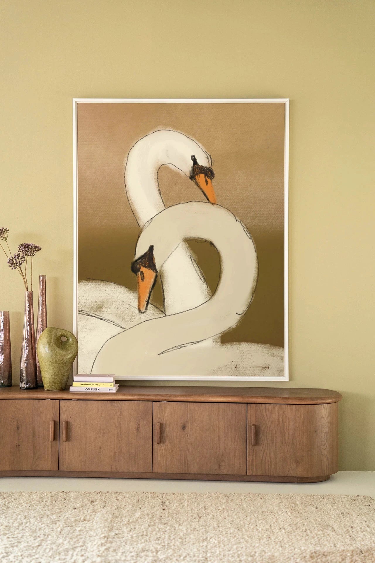 Swan Lake Green - Moderne Wanddecoratie | Artprint, Glass Art, Wandkleed by Urban Cotton