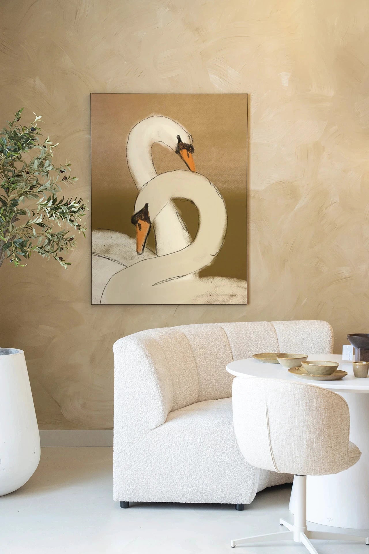 Swan Lake Green - Moderne Wanddecoratie | Artprint, Glass Art, Wandkleed by Urban Cotton